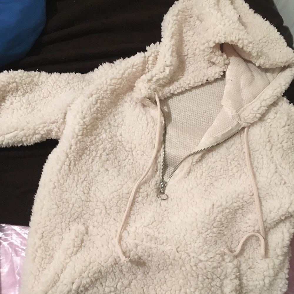White furry sweater